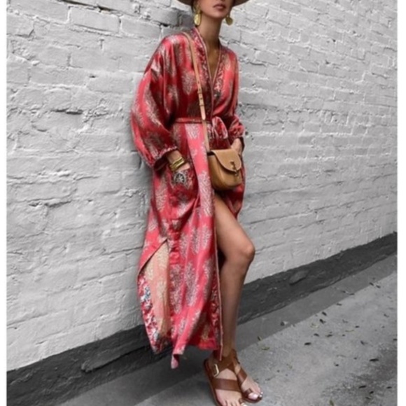 BellanBlue Tops - #7 Bohemian Gypsy Floral Print Belted Kimono Cover up